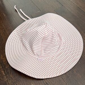 Ruffle Butts Pink and White Striped beach/pool Hat